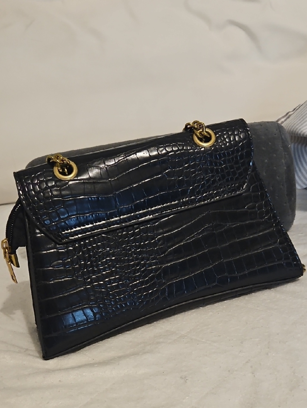 "Balenciaga Crush" Croc Embossed Crossbody Shoulder Bag Size Small - Picture 5 of 5